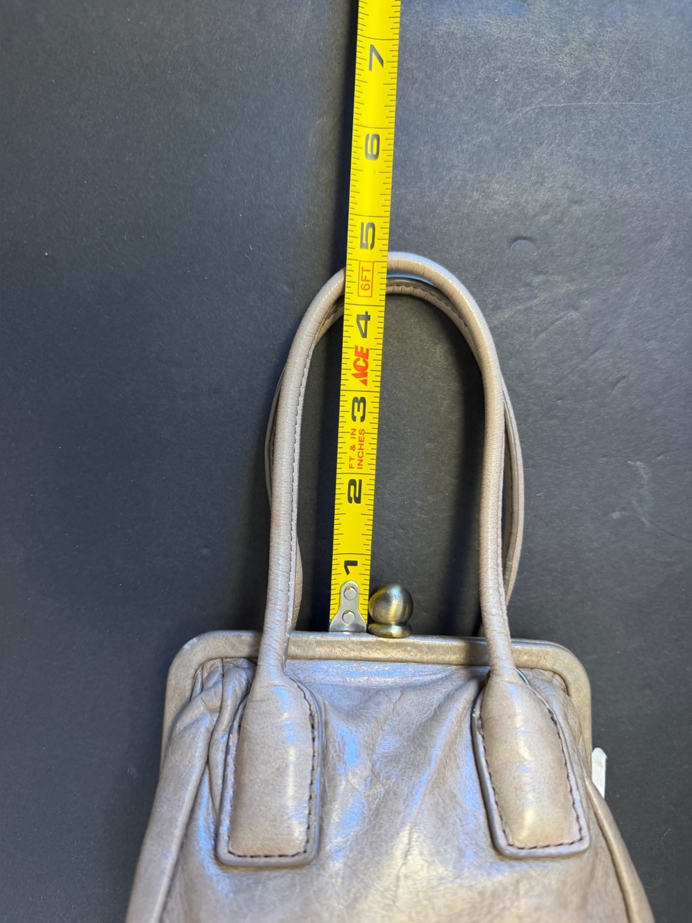 HOBO International Blanche Mini Satchel Taupe Pewter Ball Clasp No Strap - Picture 13 of 14